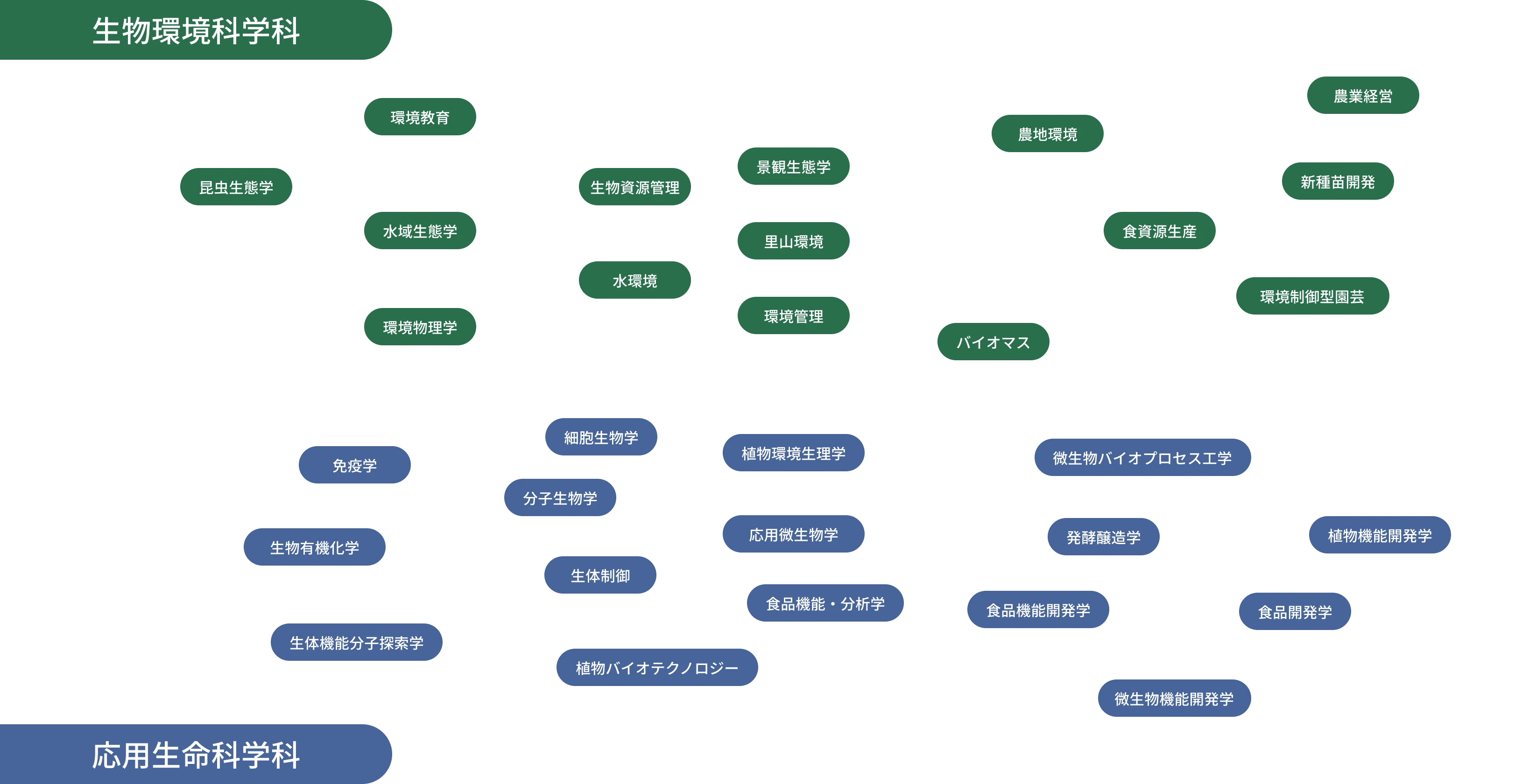 バイオ環境学部の学びのフィールド 学科図